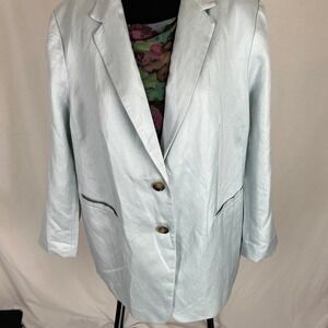 NWT H&M Linen blend light bluish/green blazer/jacket XL